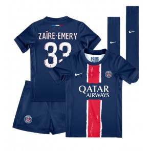 Paris Saint-Germain Warren Zaire-Emery #33 Domaci Dres za Dječji 2024-25 Kratak Rukavima (+ kratke hlače)